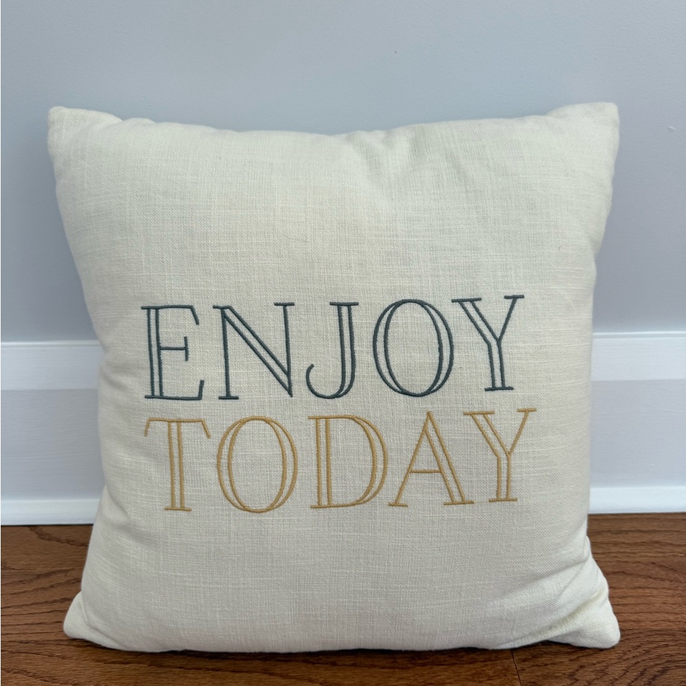 Enjoy Today Decorative Pillow - Cream and Gold